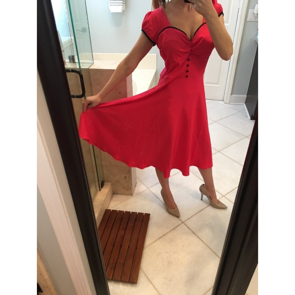 Lindy Bop Maggie Ophelia Red Pin Up 50s Rockabilly Retro Swing Dress 10